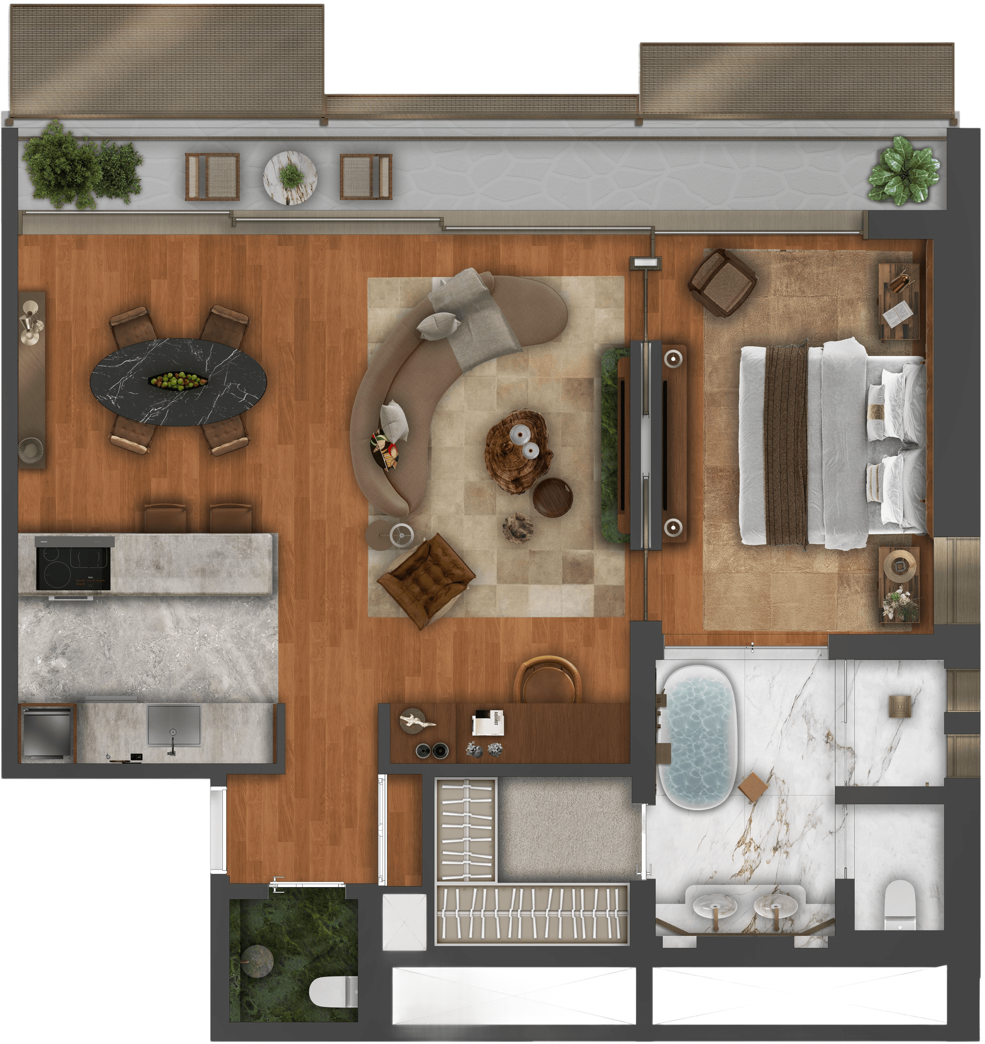 Planta da suíte de 104m²