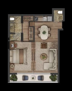 Planta da suíte de 72m²